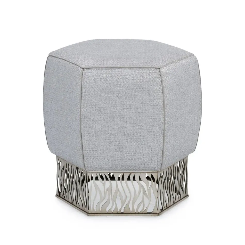 Honeycomb Ottoman, Silver