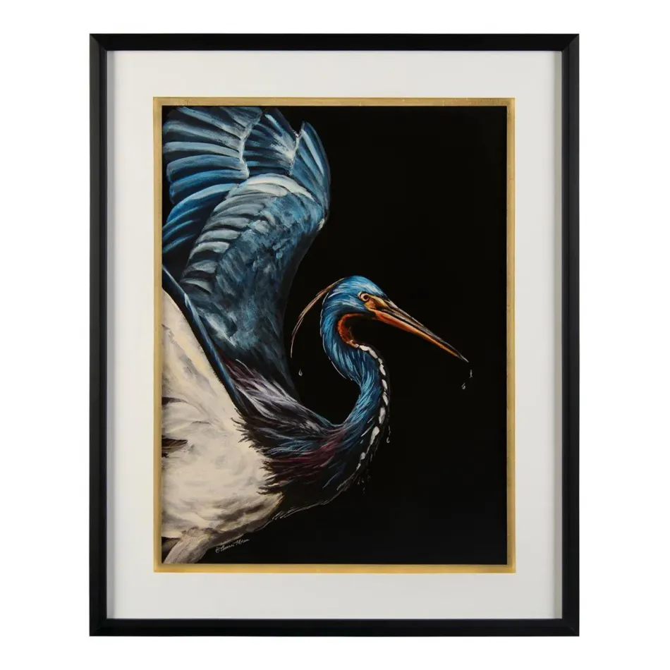 Annie Moran's Tri Color Heron I 33.75"W x 41.75"H x 1.75"D