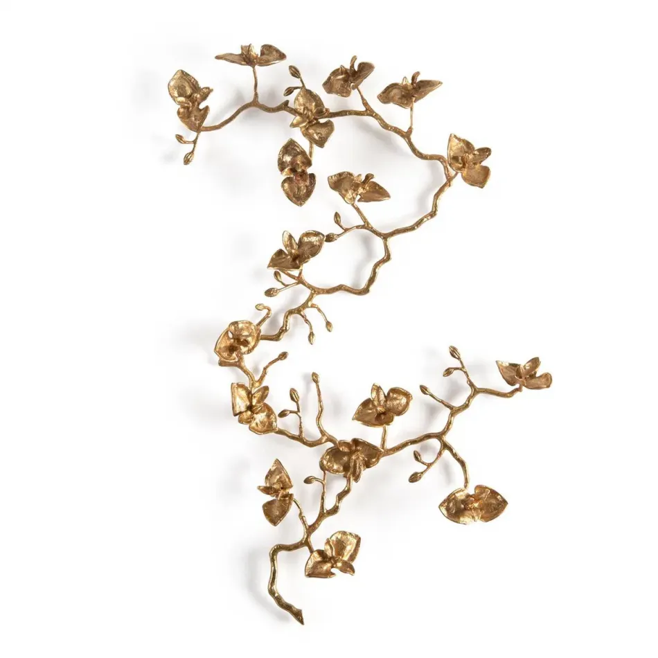 Brass Orchid Wall Sculpture II 29.5"W x 15.5"H x 2"D