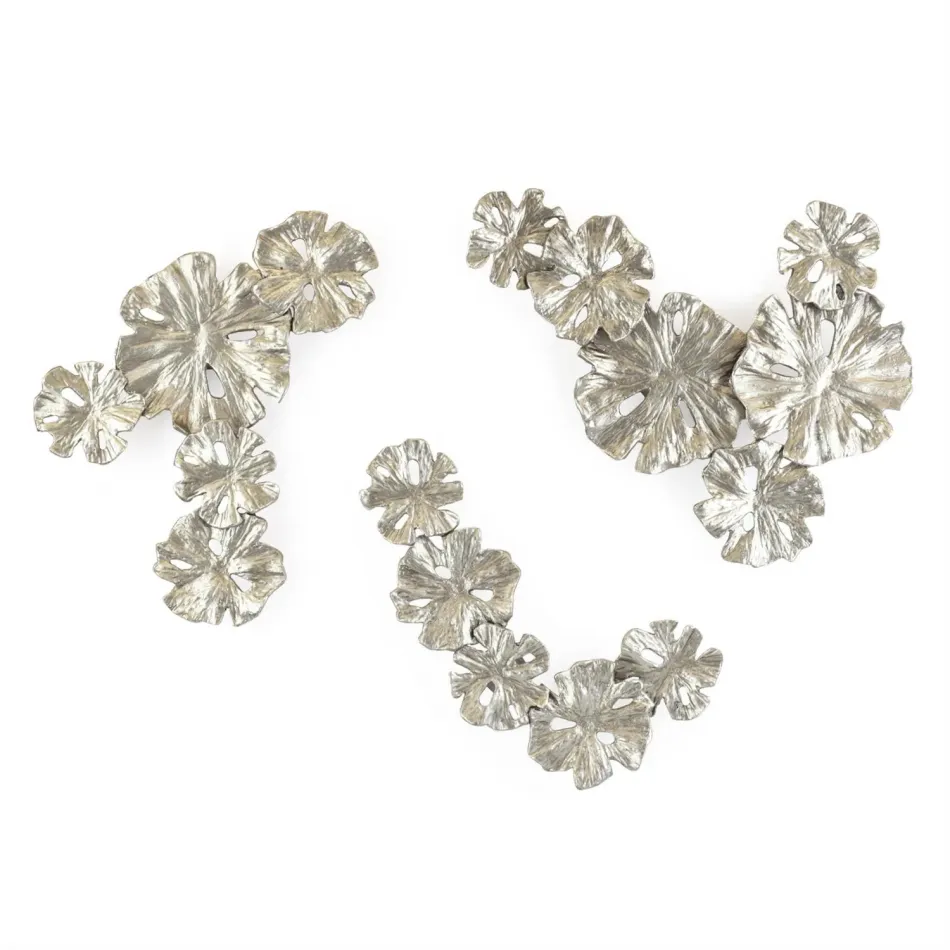 Petal Cluster Wall Art Set of 3 Nickel