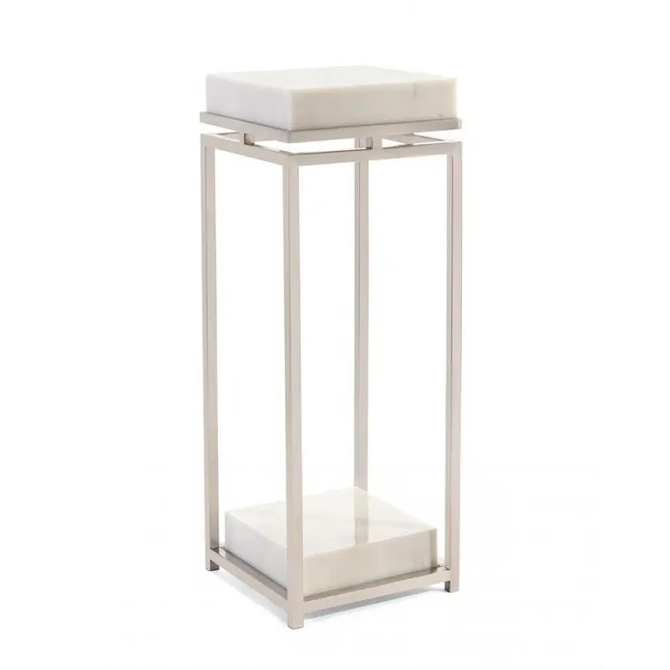 Elegant Stainless Steel and Marble Pedestal
