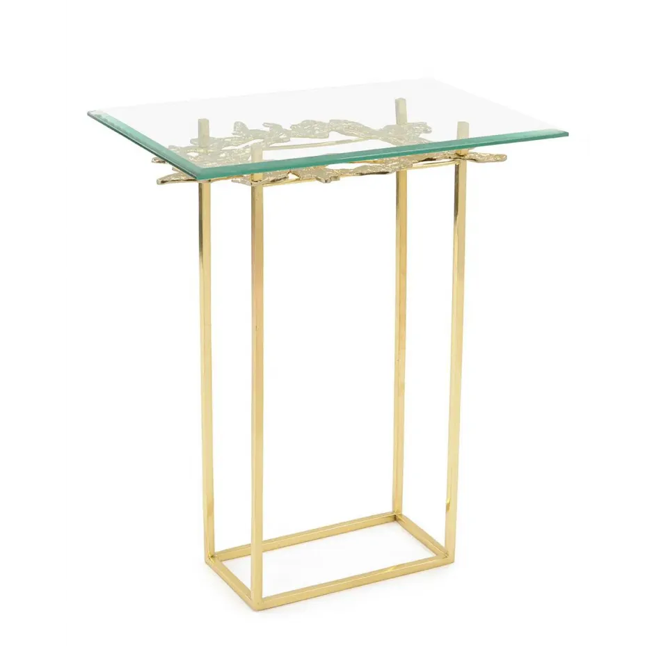 Organic Form Brass and Glass Martini Table