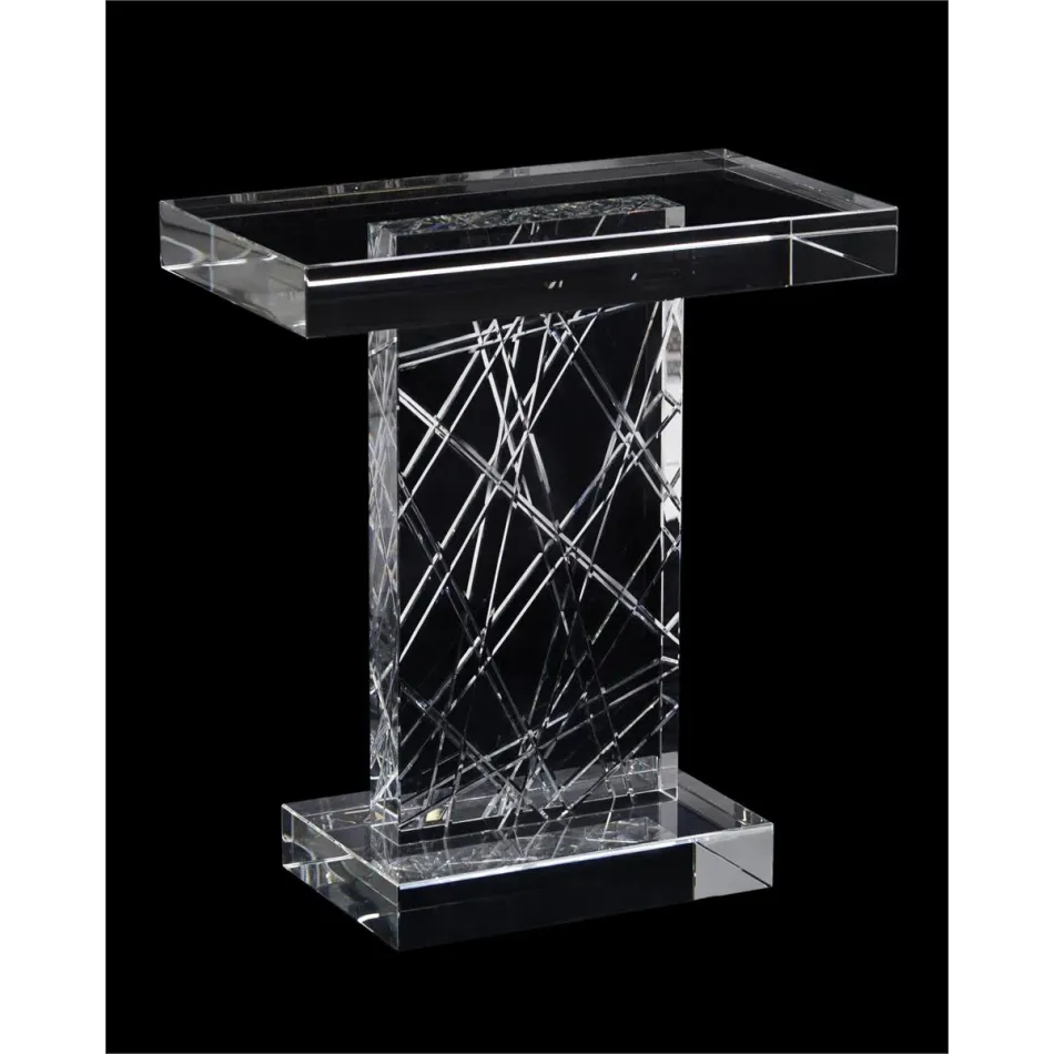 Etched Crystal Accent Table 20"H X 18"W X 10"D