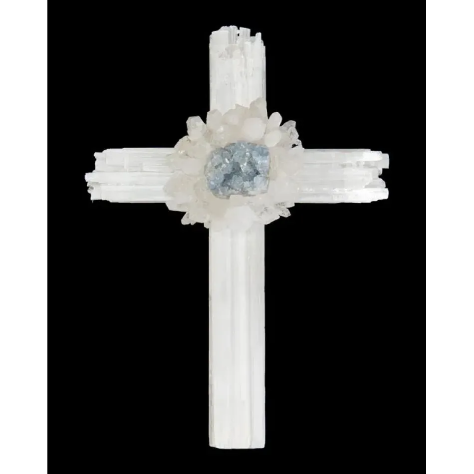 Selenite Cross with Celestite