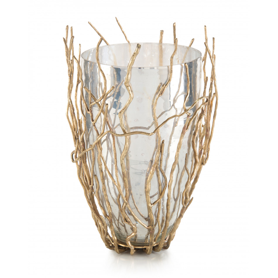 Sapling-Encased Silvered Glass Vase