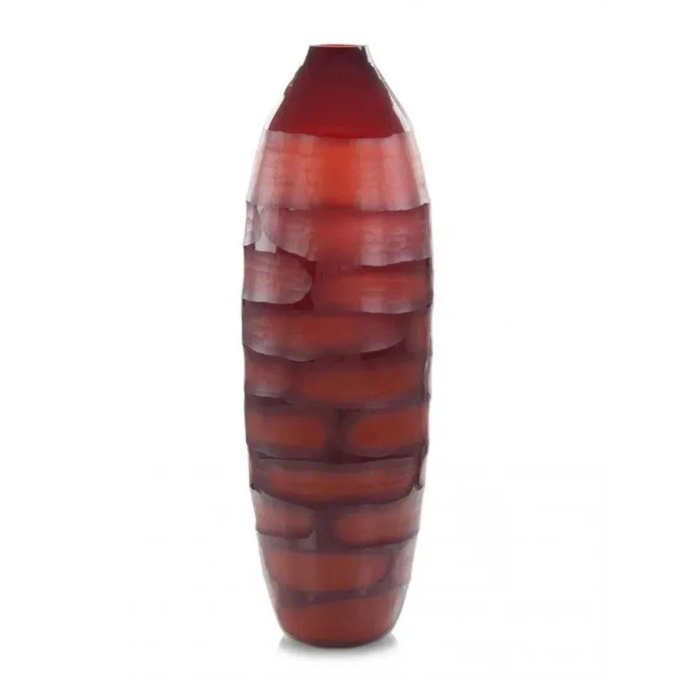 Ruby Red Etched Glass Vase I