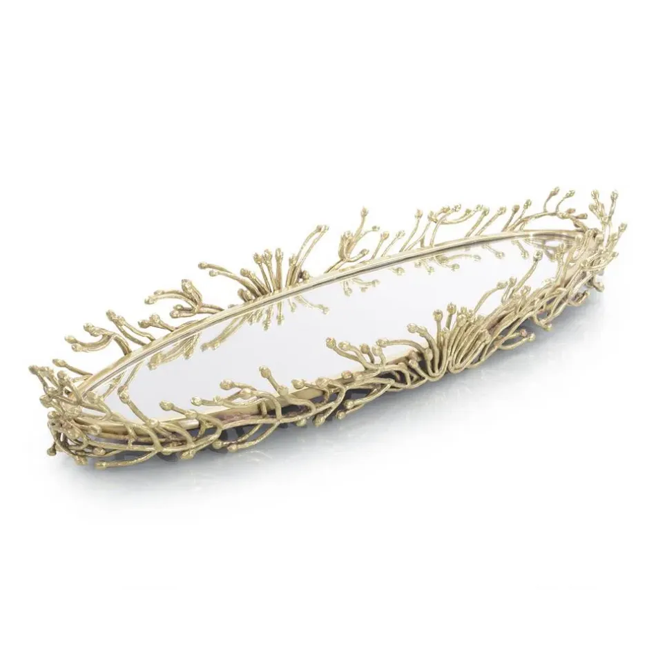 Brass Twig Mirrored Tray