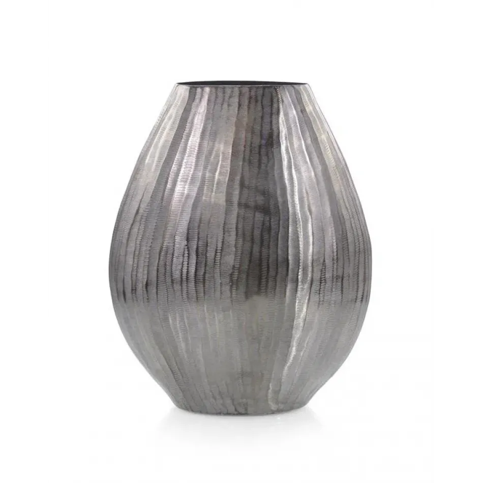 Smoky Black Chiseled Oval Vase II