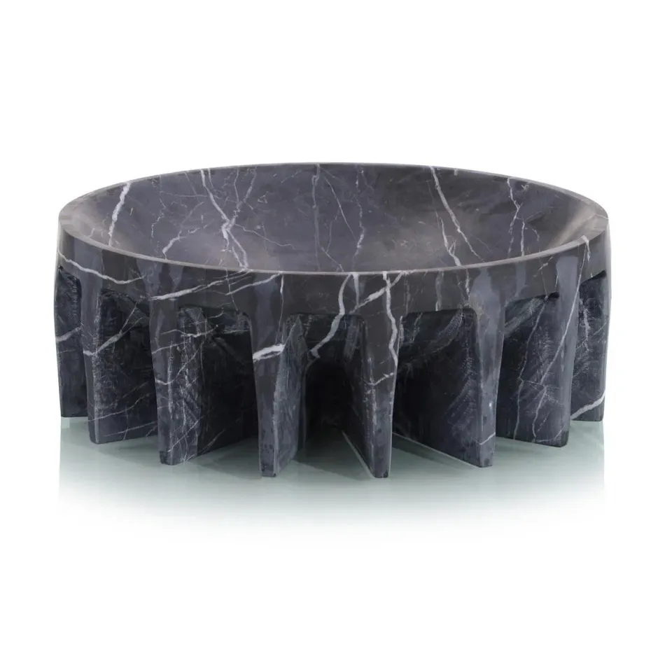 Elevated Black Marble Bowl 5"H X 1"W X 13.5"D