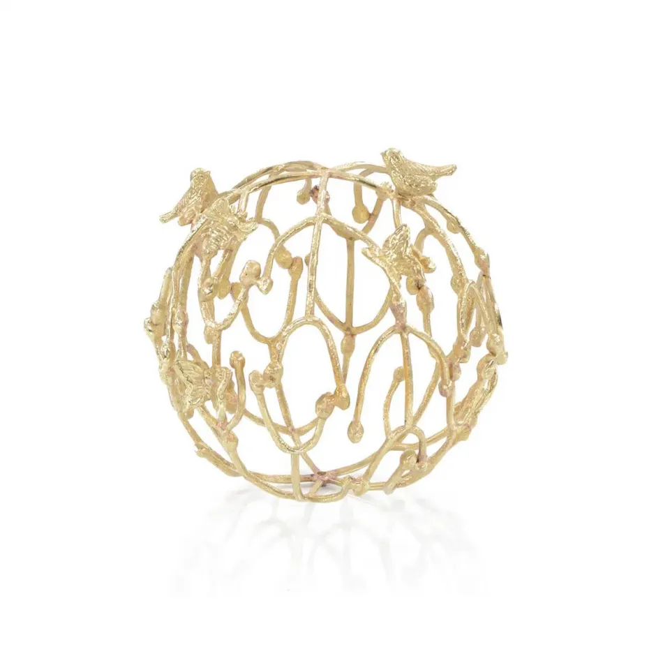 Birds, Bees, And Butterfly Brass Ball II 8"H X 1"W X 8"D