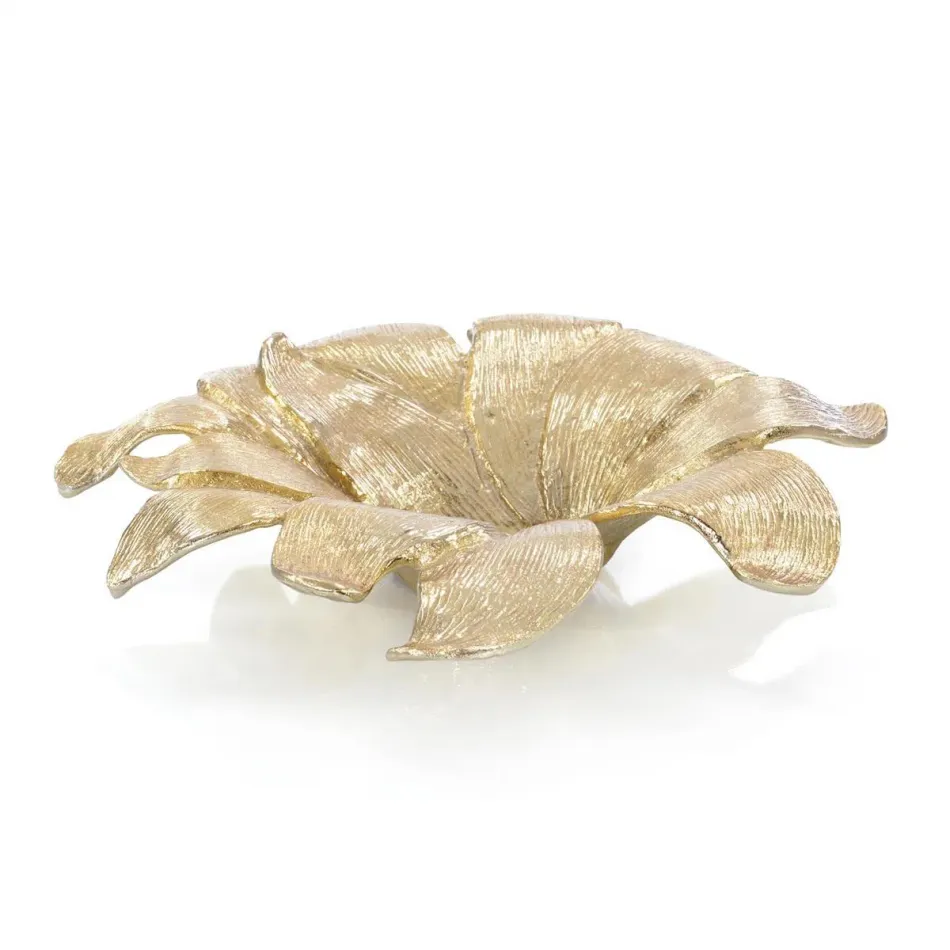 Lily Petal Bowl In Antique Brass 3.75"H X 1"W X 16"D