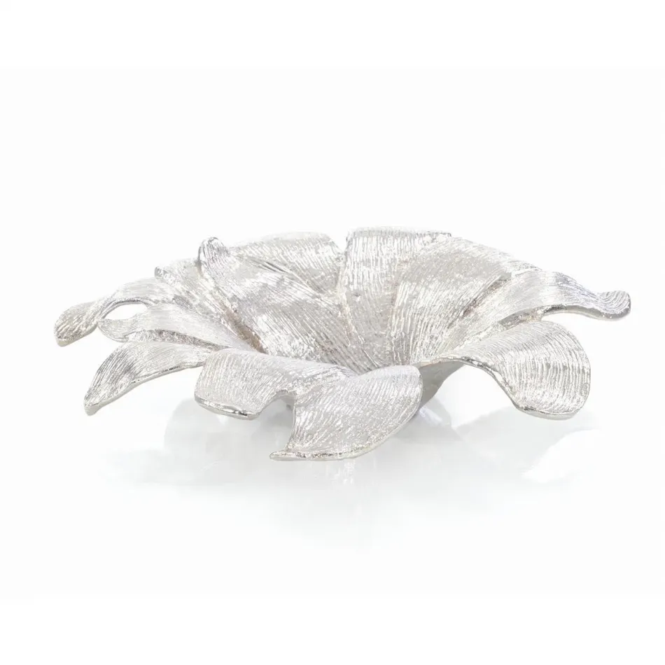 Lily Petal Bowl In Nickel 3.75"H X 1"W X 16"D