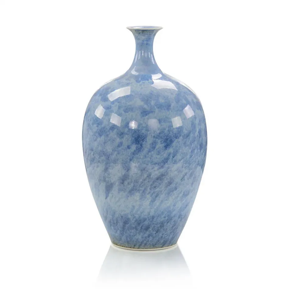 Cerulean Blue Porcelain Vase 16.25"H X 9.75"W X 9.75"D