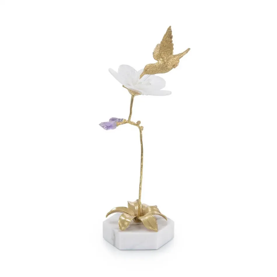 Hummingbird and Selenite Sculpture I 20.5"H X 9"W X 6"D