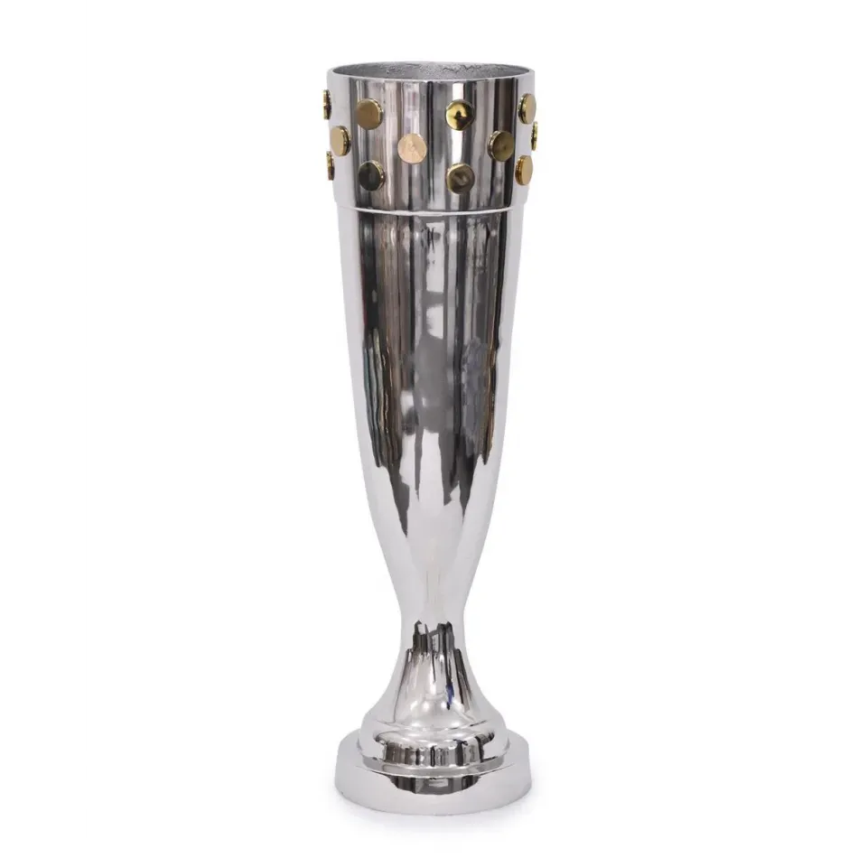 Polished Nickel and Brass Vase 25"H X 7"W X 7"D