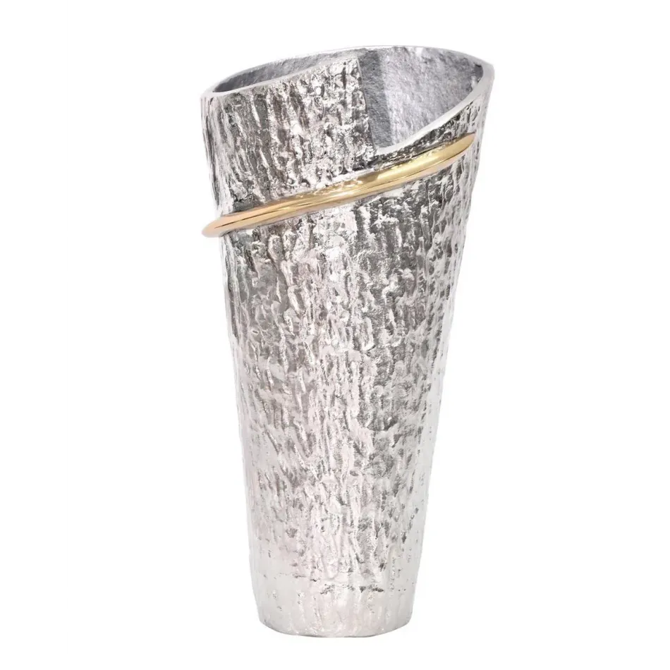 Texture Nickel and Brass Vase 19.5"H X 8.5"W X 9.75"D