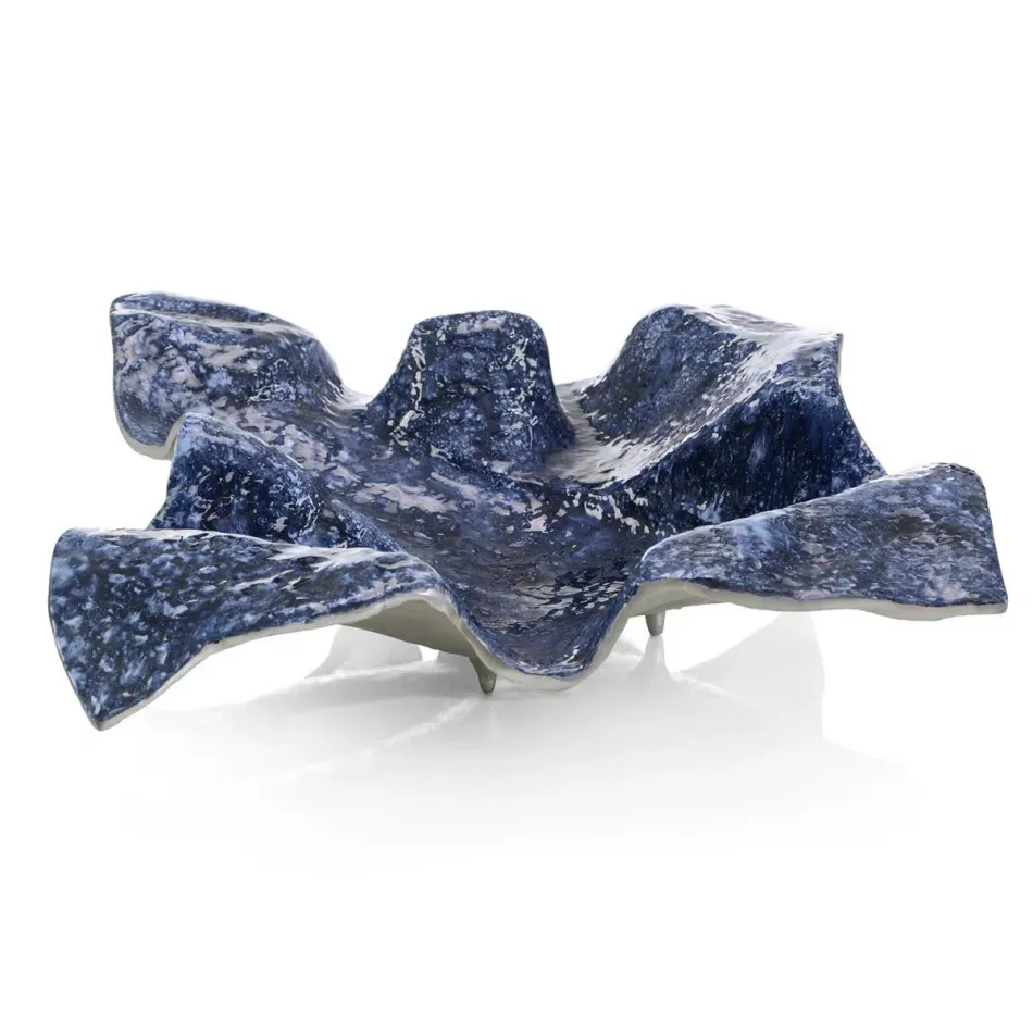 Draped Fabric Cobalt Blue Bowl 8.5"H x 28"W x 25.5"D