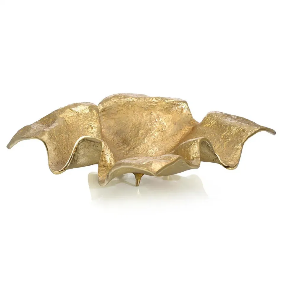 Draped Fabric Brass Square Bowl 8.5"H x 28"W x 25.5"D
