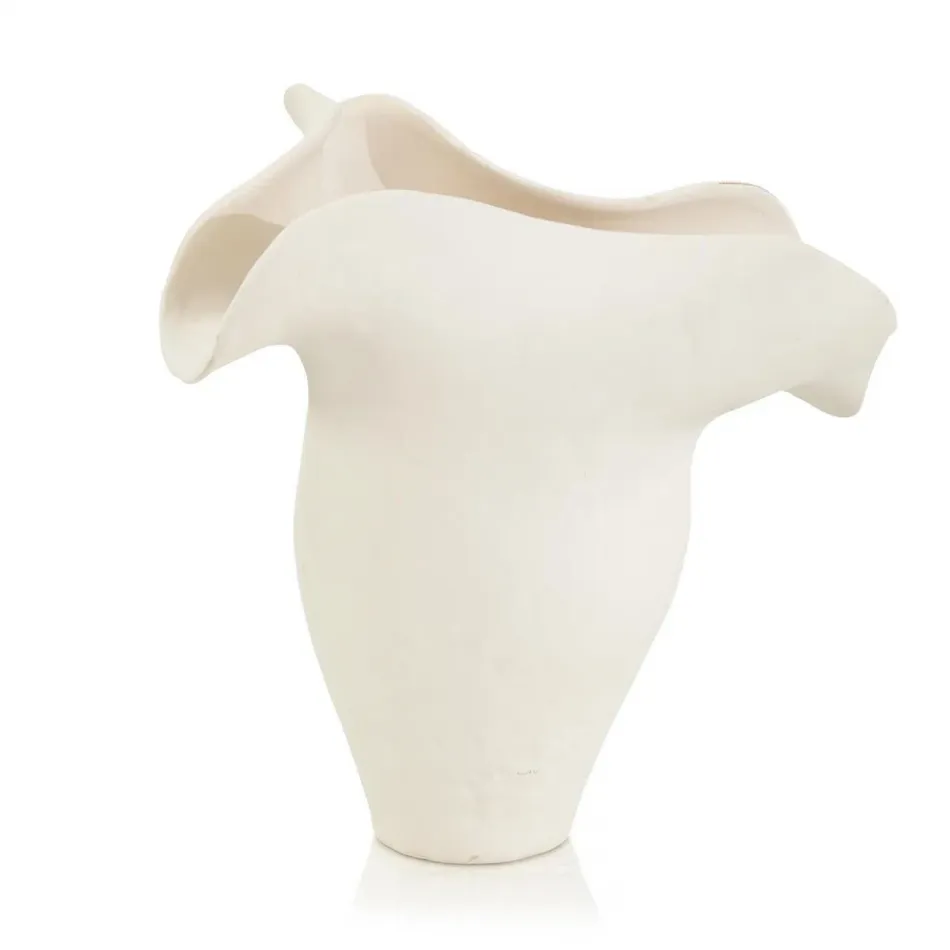 Chantilly White Porcelain Vase II 13.5"H x 13.75"W x 9"D