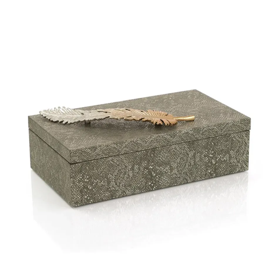 Feathered Vegan Snakeskin Box 4.5"H x 9"W x 16"D