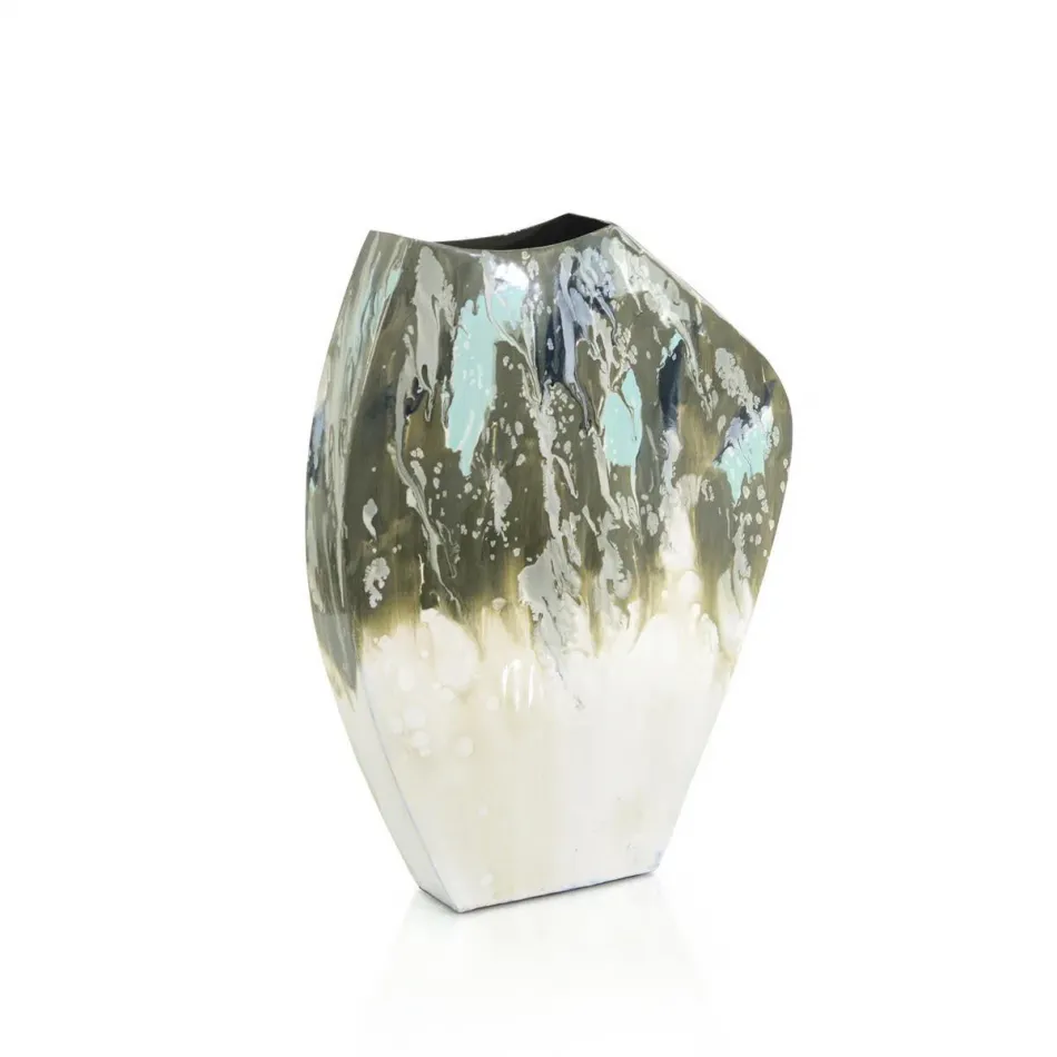 Lingo Hall Enamel Vase Small 16"H x 12.25"W x 3"D