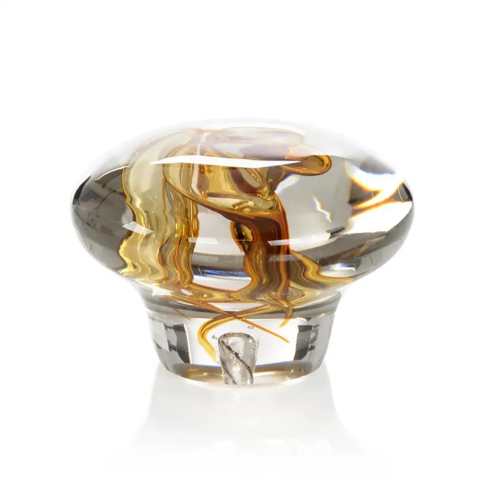 Abstract Amber Handblown Glass Sculpture