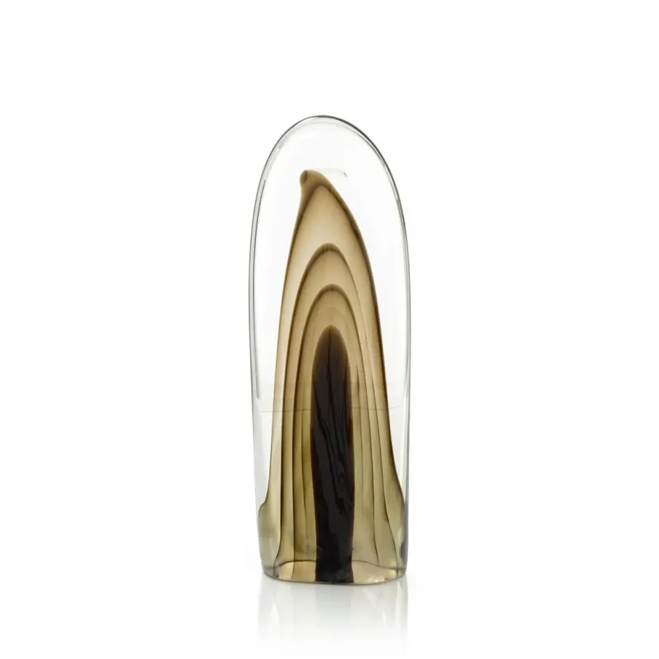 John-Richard Rippled Brown Handblown Glass Sculpture II Gracious