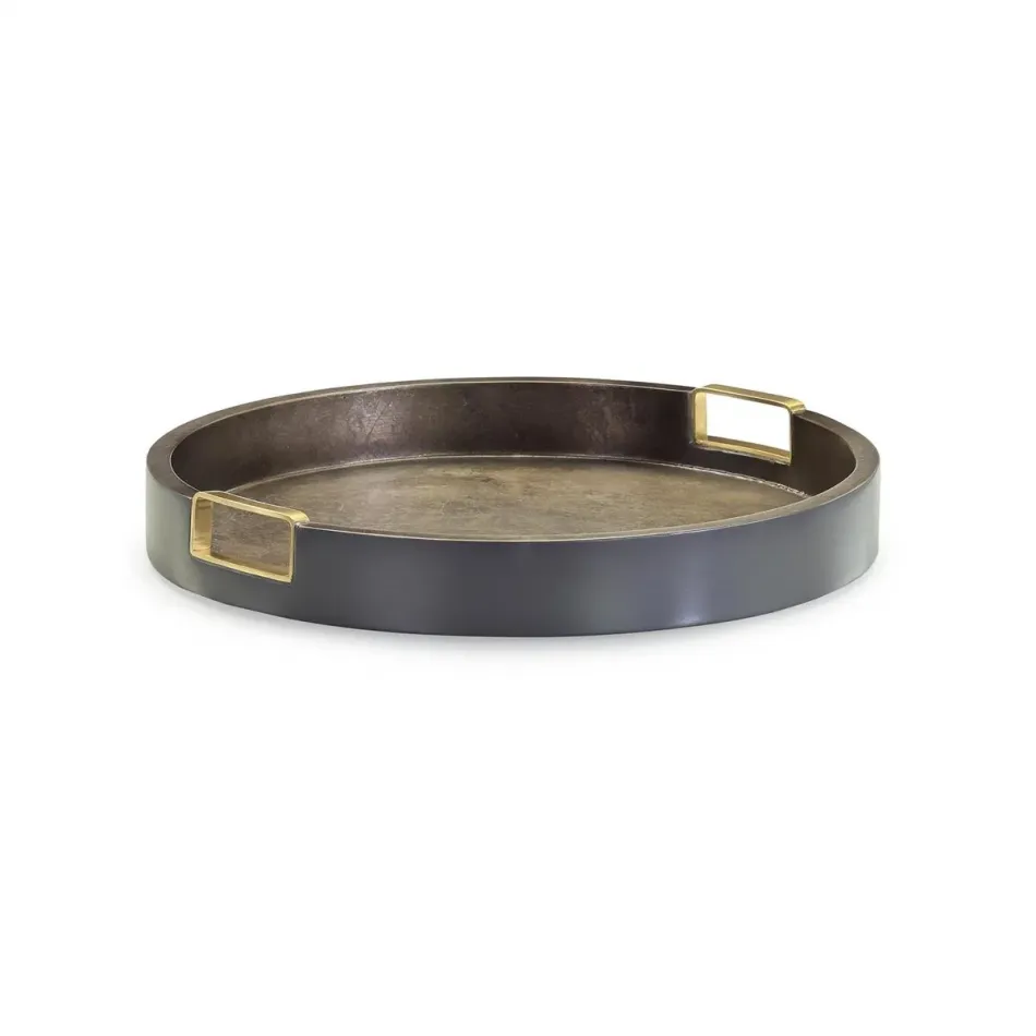 Round Tenebra Tray with Brass Handles, Small