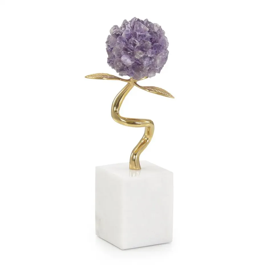 Amethyst Flora Sculpture on Marble, Large