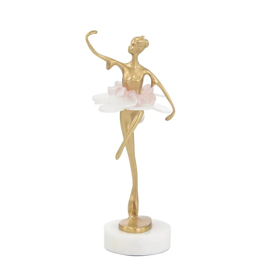 Selenite Ballet Sculpture on Marble Base III