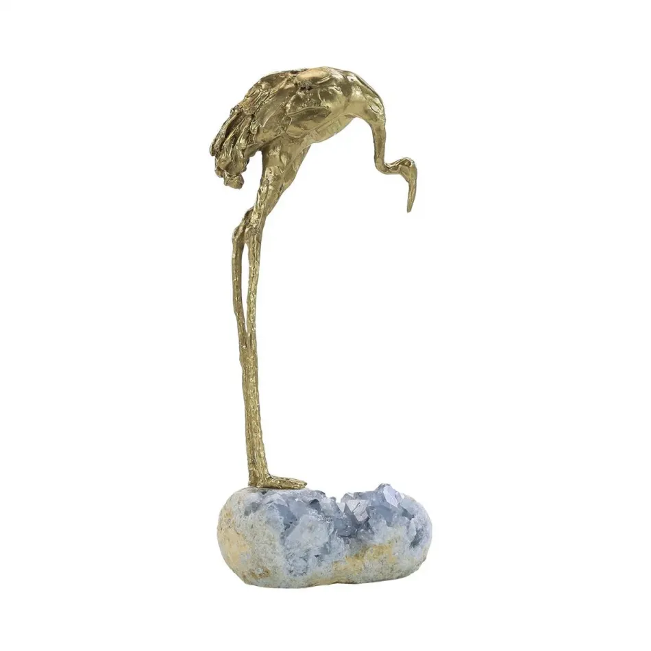 Brass Crane Sculpture on Kyanite II