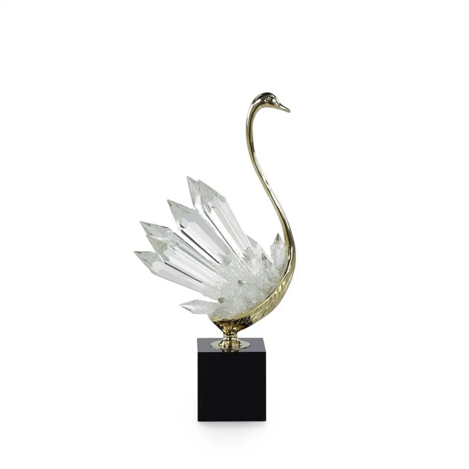Crystalline Bird Sculpture on Black Base, Small