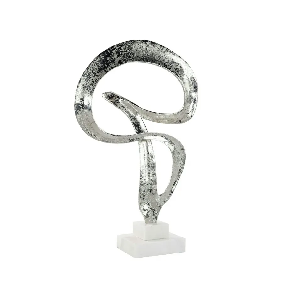 Winding Flourish Sculpture on Marble Base, Nickel