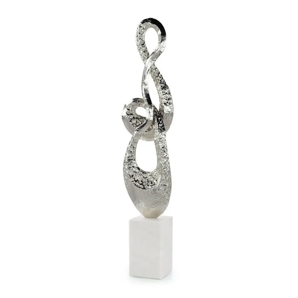 Coiled Metal Sculpture on Marble Base, Nickel