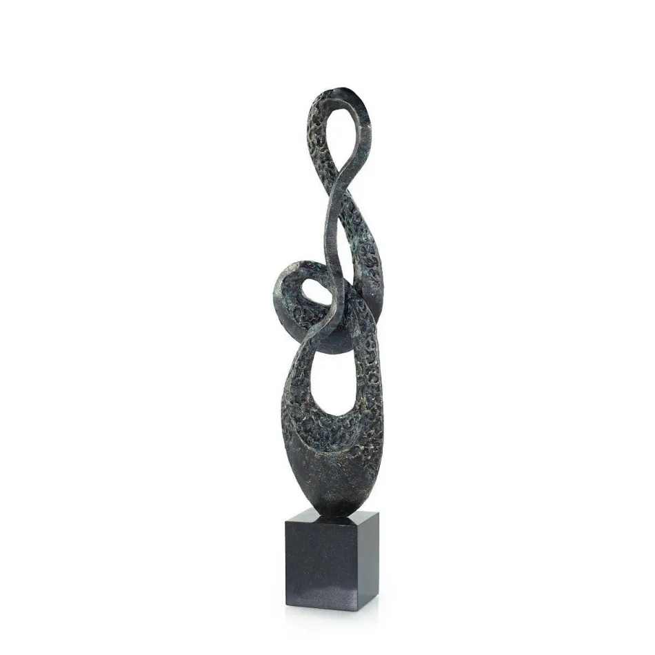 Coiled Metal Sculpture on Marble Base, Bronze