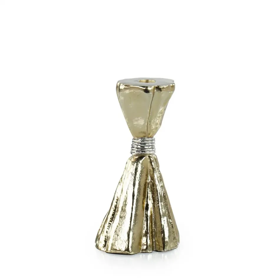 Taut Metal Candleholder, Small Gold