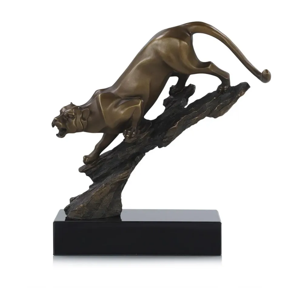 Perched Predator Sculpture on Marble Base