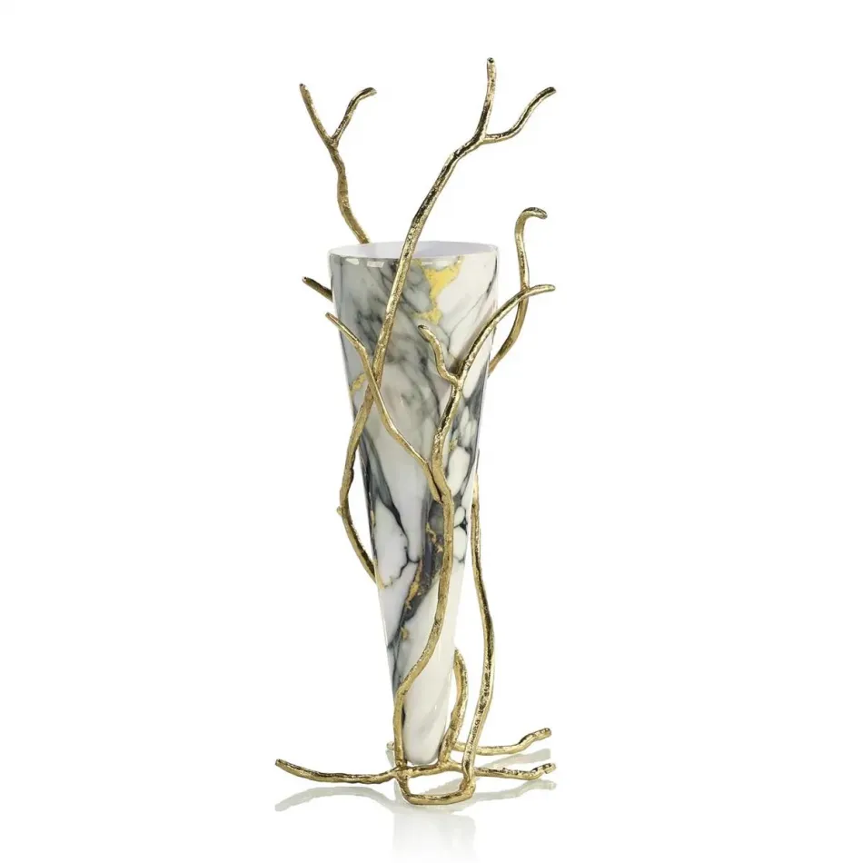 Overgrown White Glass Vase
