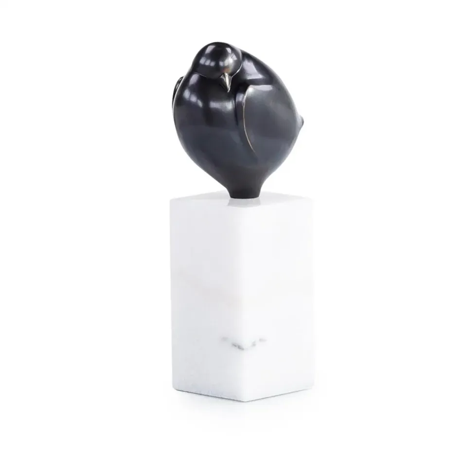 Bronzed Bird Sculpture on Marble Base