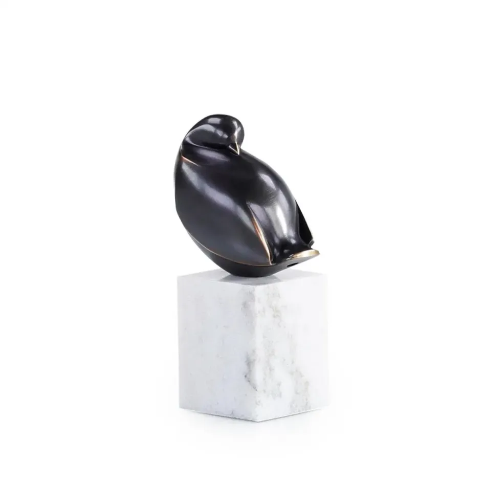 Bronzed Bird Sculpture on Marble Base Small