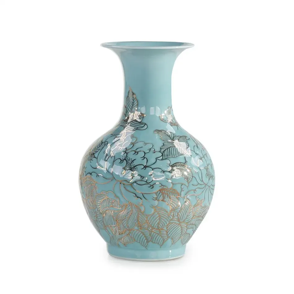 Turquoise Florals Vase