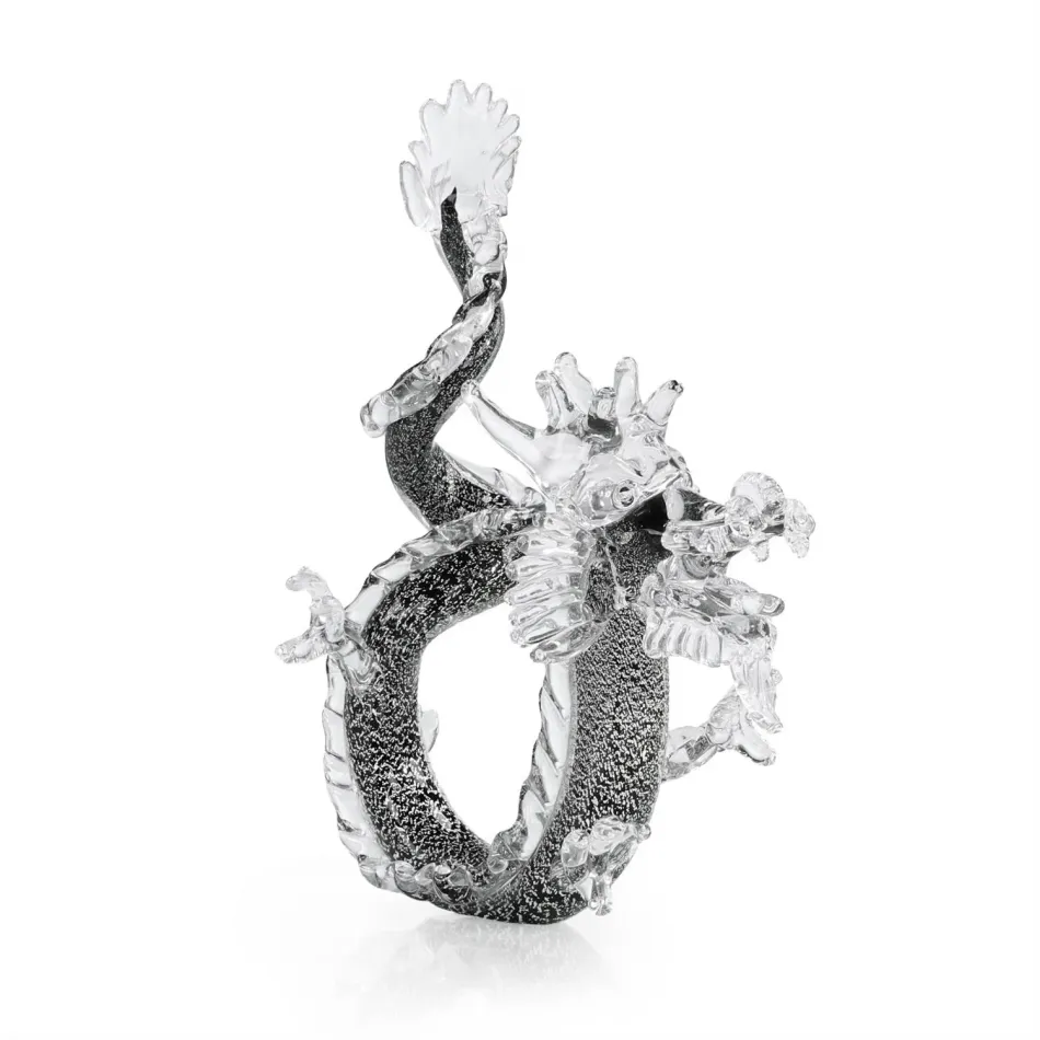 Glass Blue Dragon Sculpture Large