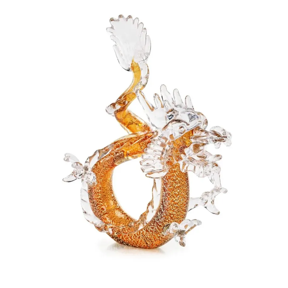 Glass Dragon Amber Sculpture
