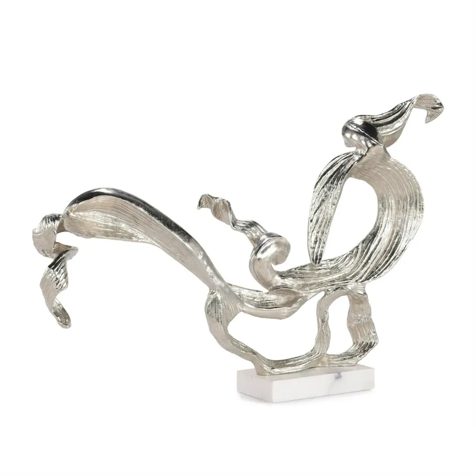 Flourished Leaf Nickel Sculpture on Marble