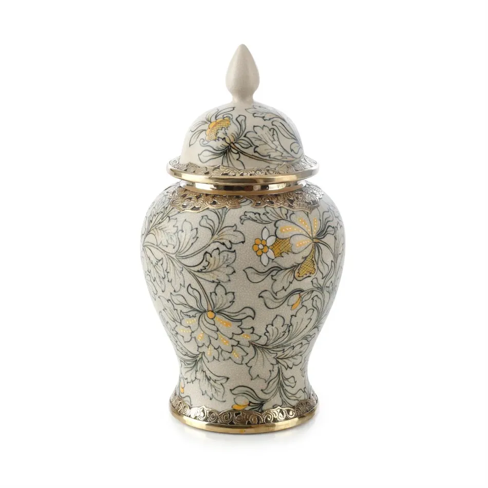 Lidded Foliage Jar Medium