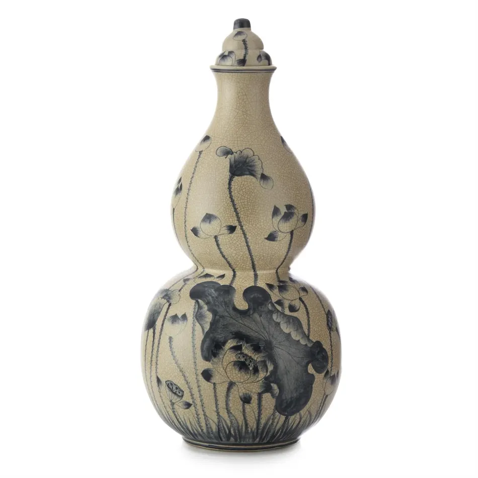 Lidded Blue Lotus Jar