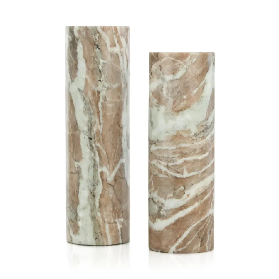 Marble Pillar Candleholders Set of 2