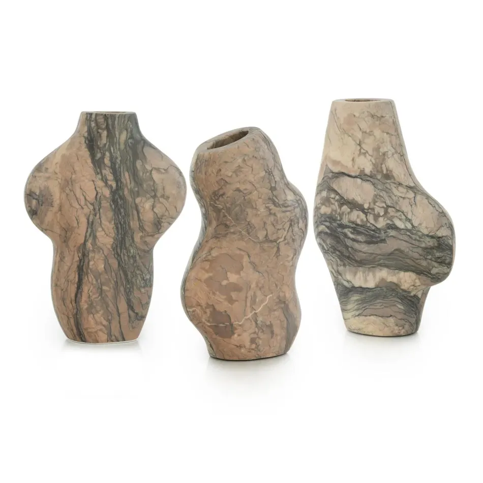 Flowing Marble Vases Set of 3