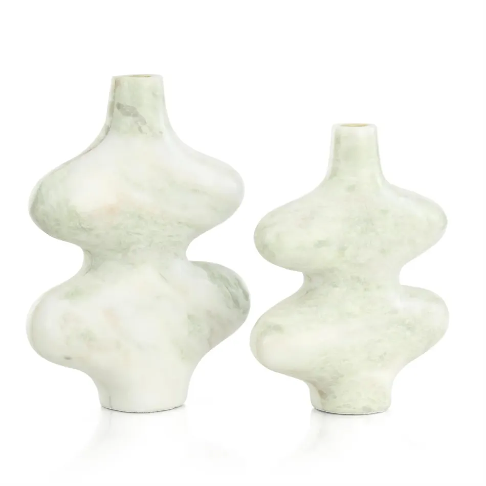 Echoed Marble Vases Set of 2
