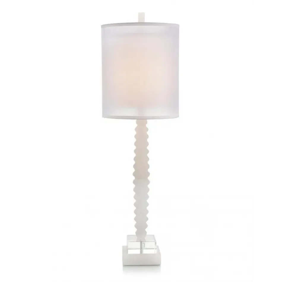 Rippled Alabaster and Crystal Table Lamp